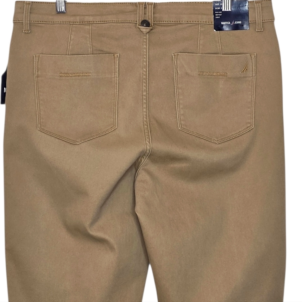 Nautica Tan Mid-Rise Demi Bootcut Sateen Pant Size 14 - Picture 5 of 9